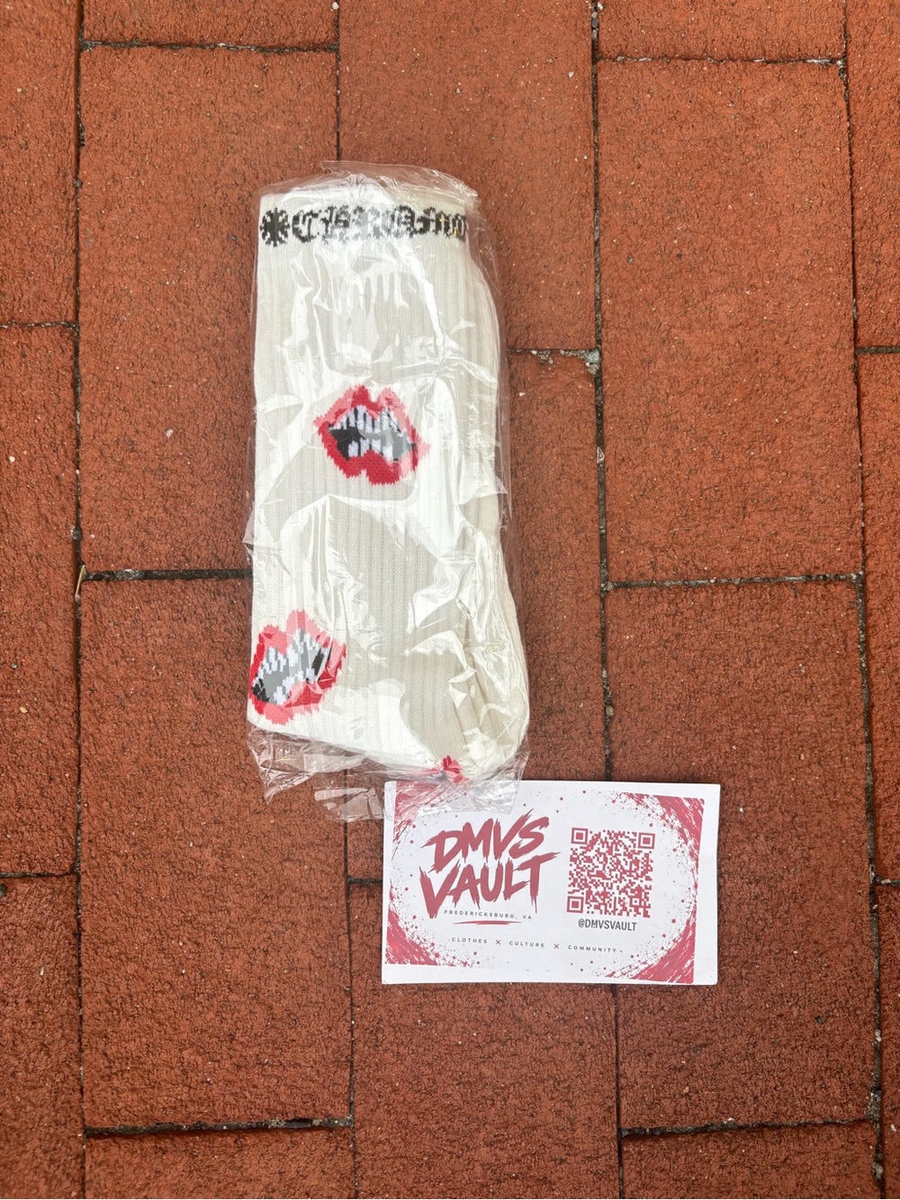 Chrome hearts Cream Graphic Lip Print Socks